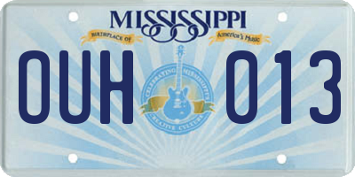 MS license plate OUH013