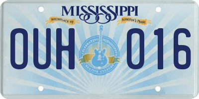 MS license plate OUH016