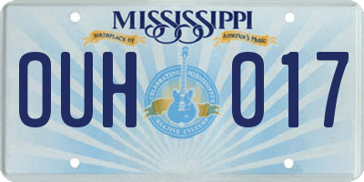 MS license plate OUH017