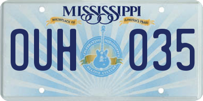 MS license plate OUH035
