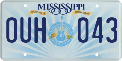 MS license plate OUH043