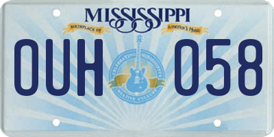 MS license plate OUH058