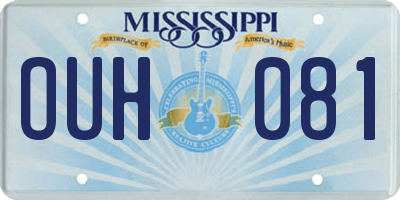 MS license plate OUH081