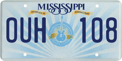 MS license plate OUH108