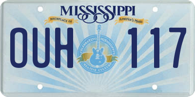 MS license plate OUH117