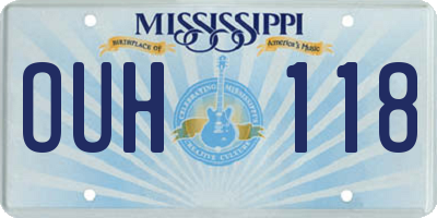 MS license plate OUH118