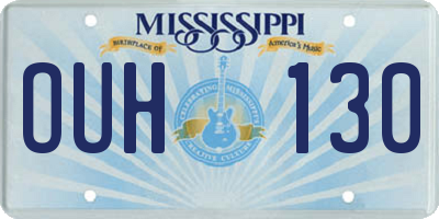 MS license plate OUH130