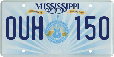MS license plate OUH150