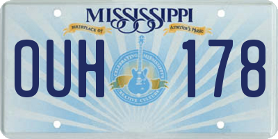 MS license plate OUH178