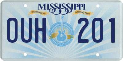 MS license plate OUH201
