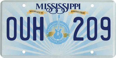 MS license plate OUH209