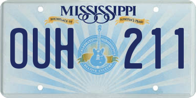 MS license plate OUH211