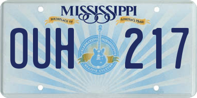 MS license plate OUH217