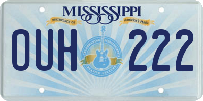 MS license plate OUH222