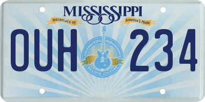 MS license plate OUH234