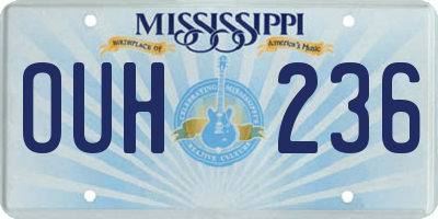 MS license plate OUH236