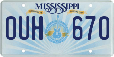 MS license plate OUH670