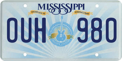 MS license plate OUH980