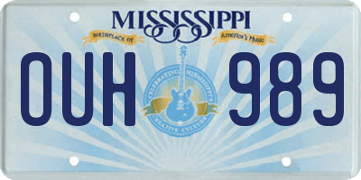 MS license plate OUH989