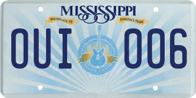MS license plate OUI006