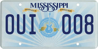 MS license plate OUI008