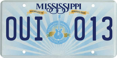 MS license plate OUI013