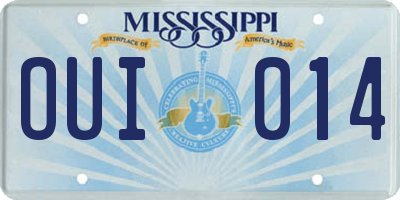 MS license plate OUI014