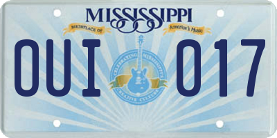 MS license plate OUI017