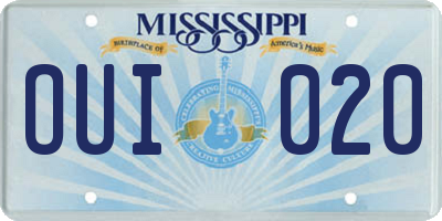 MS license plate OUI020