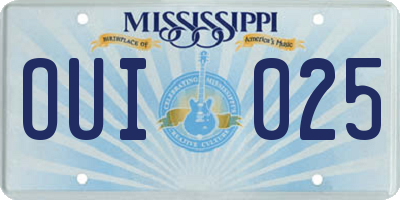 MS license plate OUI025