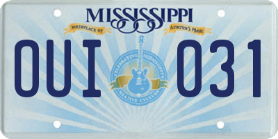 MS license plate OUI031