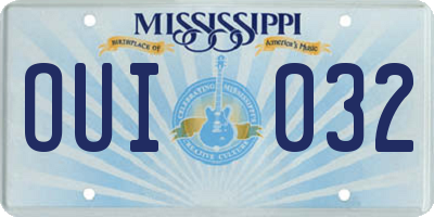 MS license plate OUI032