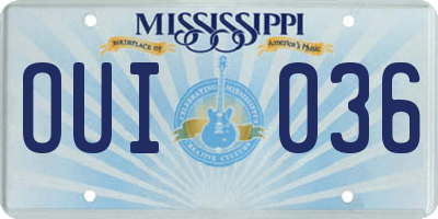 MS license plate OUI036