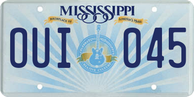 MS license plate OUI045