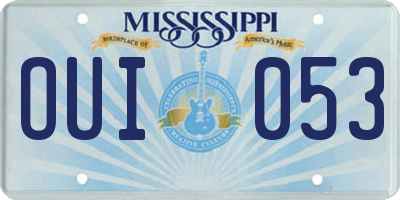 MS license plate OUI053