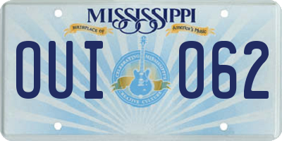 MS license plate OUI062