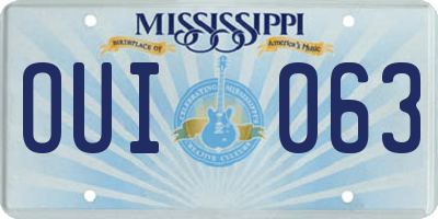 MS license plate OUI063