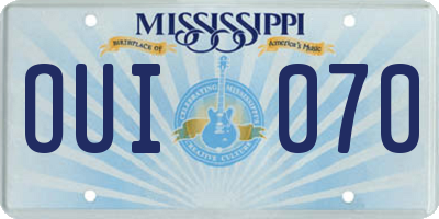 MS license plate OUI070