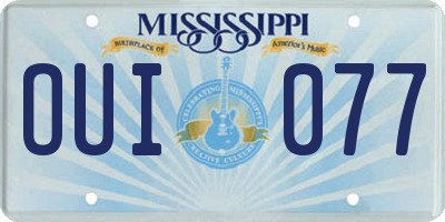 MS license plate OUI077