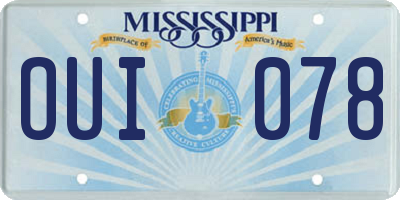 MS license plate OUI078