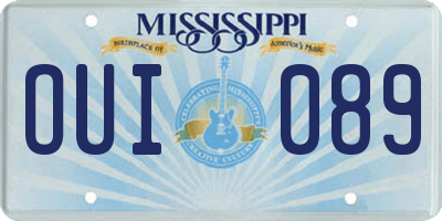 MS license plate OUI089