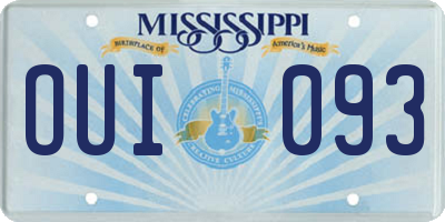 MS license plate OUI093