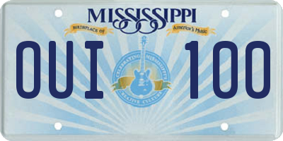MS license plate OUI100