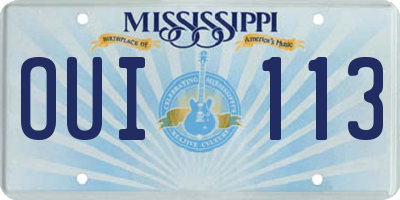 MS license plate OUI113