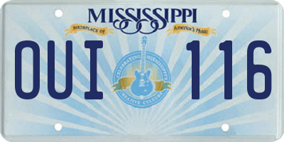 MS license plate OUI116