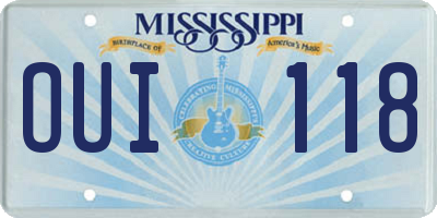 MS license plate OUI118