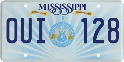 MS license plate OUI128