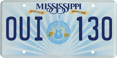 MS license plate OUI130