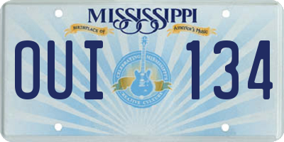 MS license plate OUI134