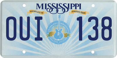 MS license plate OUI138